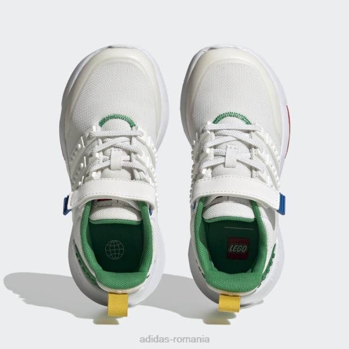 Adidas x lego racer tr21 pantofi cu dantela elastica si cu curea superioara moda alb unisex alb/verde 2JBN11095