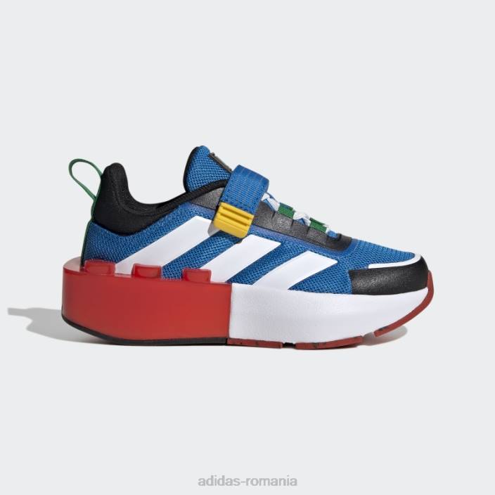 Adidas x lego tech rnr pantofi cu dantela elastica si cu curea de sus hot shock blue unisex soc albastru/alb/rosu 2JBN11106