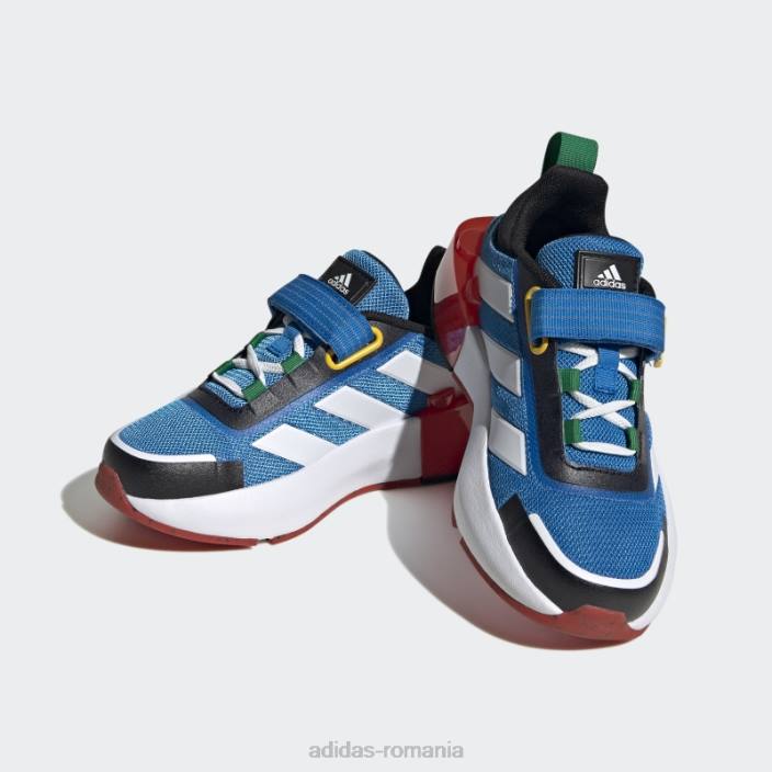 Adidas x lego tech rnr pantofi cu dantela elastica si cu curea de sus hot shock blue unisex soc albastru/alb/rosu 2JBN11106