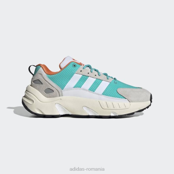 Adidas pantofi zx 22 boost mint rush unisex alb/papură de mentă/portocaliu 2JBN12878