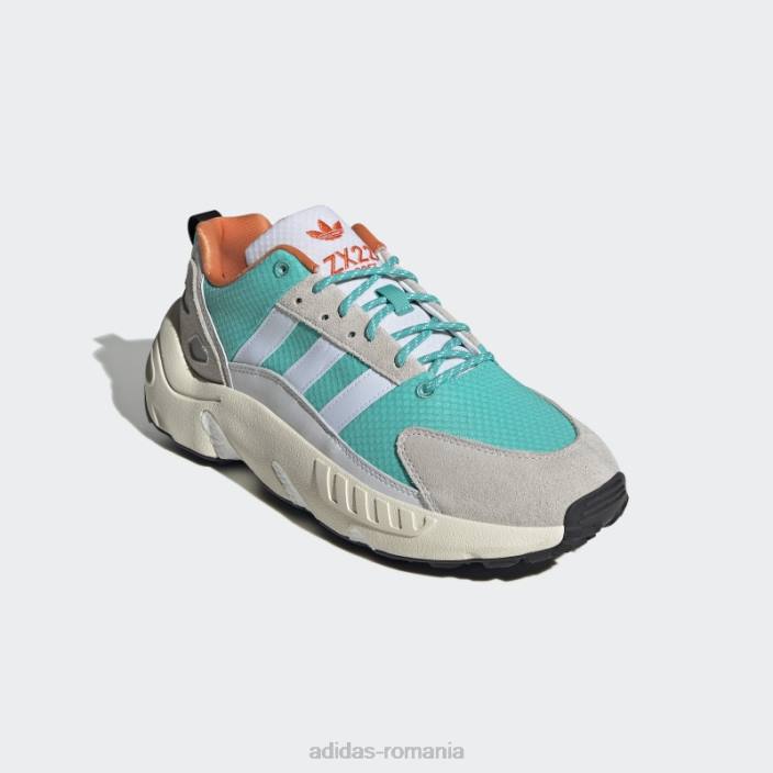 Adidas pantofi zx 22 boost mint rush unisex alb/papură de mentă/portocaliu 2JBN12878