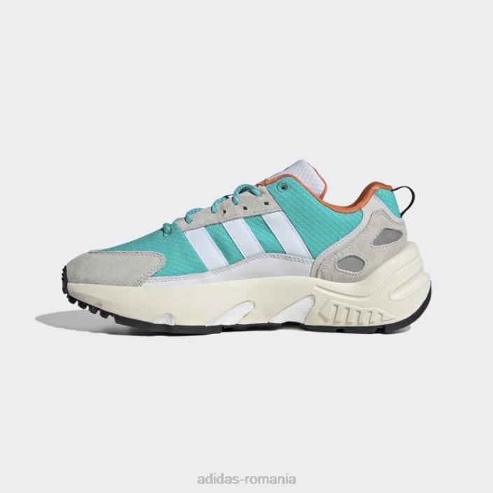 Adidas pantofi zx 22 boost mint rush unisex alb/papură de mentă/portocaliu 2JBN12878