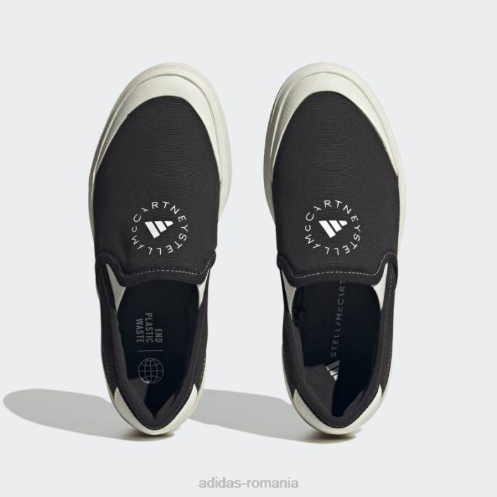 Adidas by stella mccartney court pantofi slip-on black hot unisex alb negru 2JBN12631