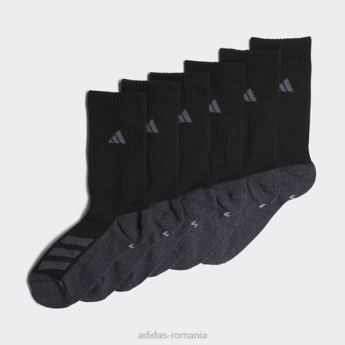 Adidas șosete crew cu dungi unghiulare amortizate 6 perechi negri copii negru 2JBN25657