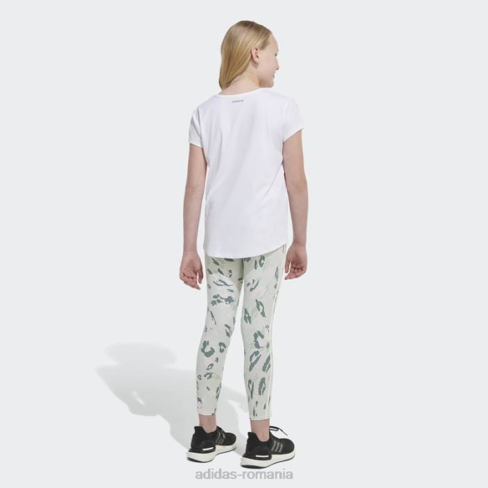 Adidas colanti florali cu 3 dungi bumbac imprimeu peste tot (marime extinsa) verde copii verde 2JBN25532