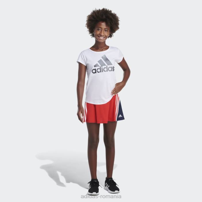 Adidas Fusta adidas cu 3 dungi rosie copii roșu 2JBN25590