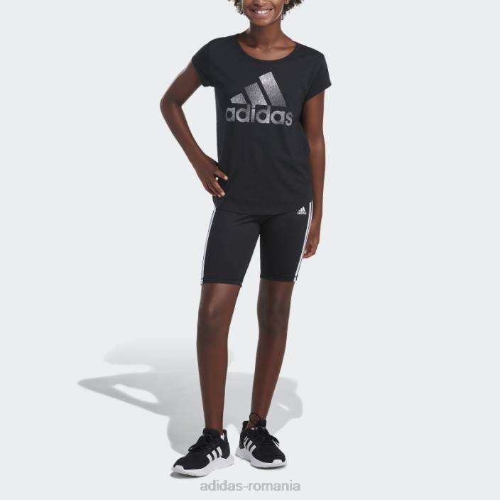 Adidas Pantaloni scurți pentru biciclete cu 3 dungi, negri copii negru 2JBN25448