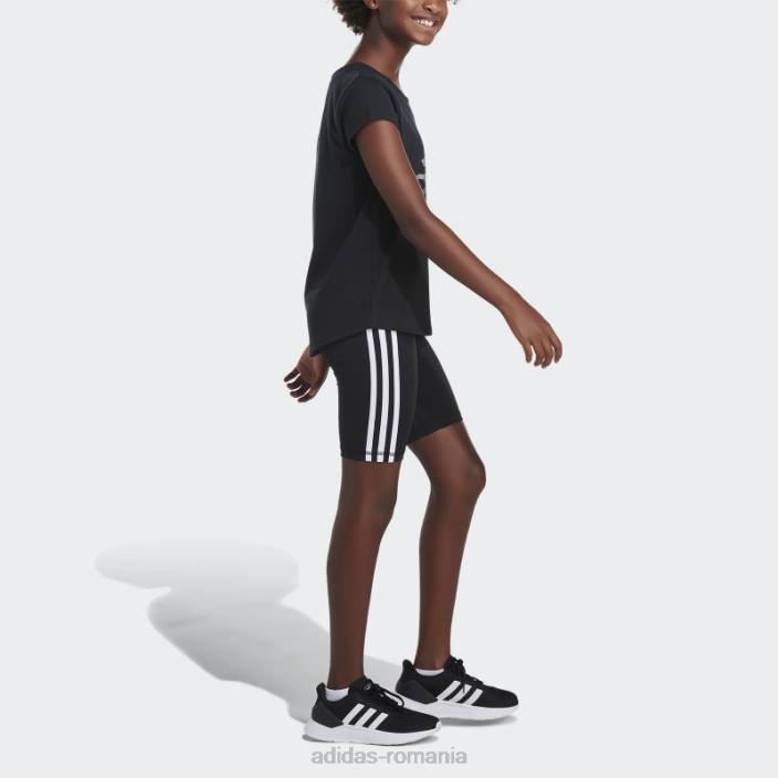 Adidas Pantaloni scurți pentru biciclete cu 3 dungi, negri copii negru 2JBN25448
