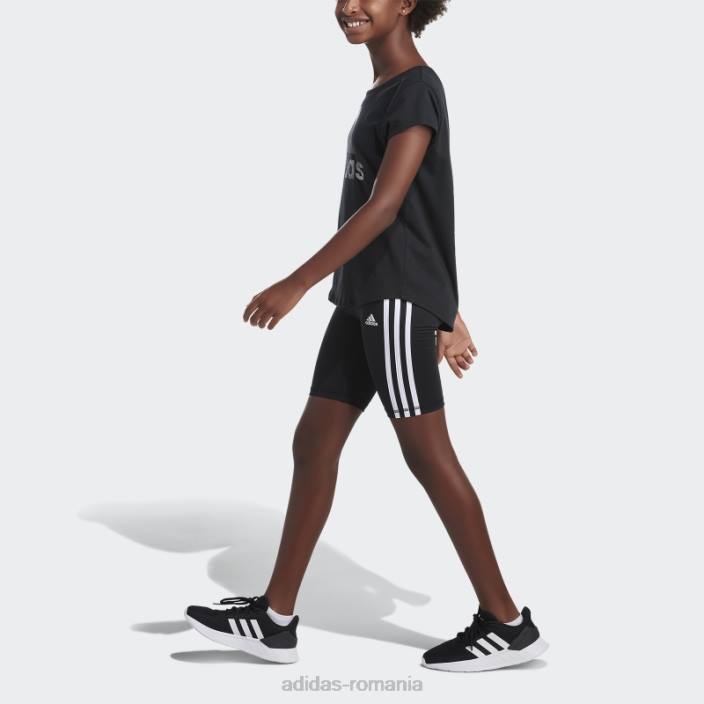 Adidas Pantaloni scurți pentru biciclete cu 3 dungi, negri copii negru 2JBN25448