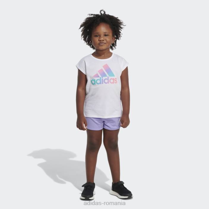 Adidas Set tricou grafic și pantaloni scurți adidas alb copii alb 2JBN25494