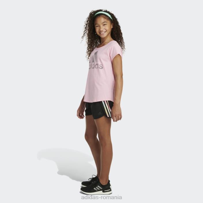 Adidas pantaloni scurți din plasă cu dungi negre copii negru 2JBN25489