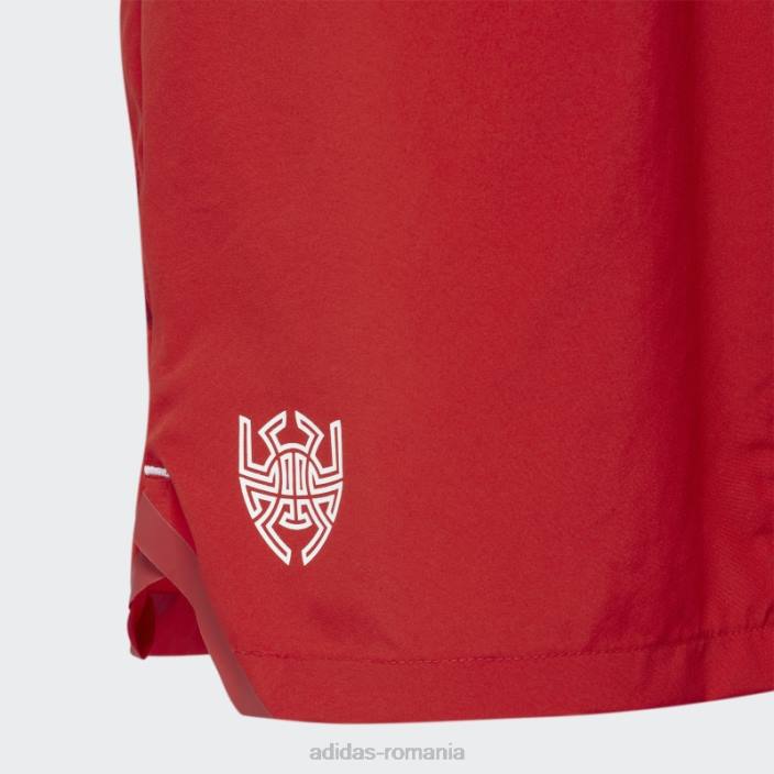 Adidas red donovan mitchell d.o.n. numărul 4 scurte copii roșu 2JBN25210