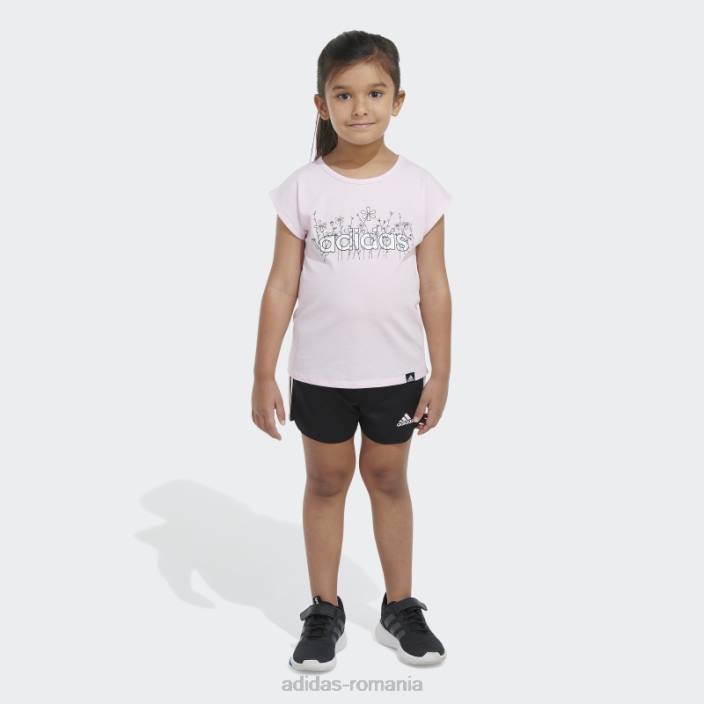 Adidas set scurt tricou grafic roz copii roz 2JBN25487