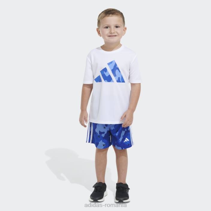 Adidas tricou poli alb camo aop scurt copii alb 2JBN25168
