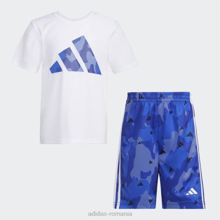 Adidas tricou poli alb camo aop scurt copii alb 2JBN25168