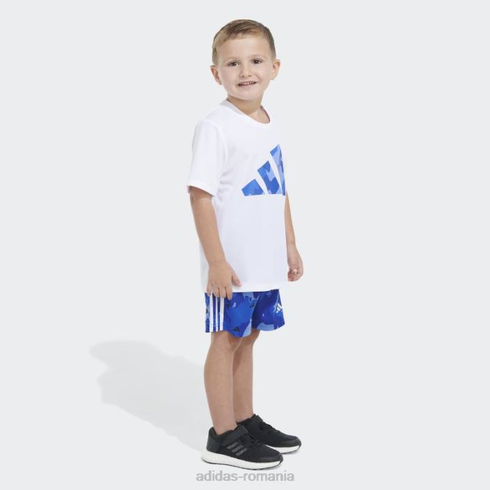 Adidas tricou poli alb camo aop scurt copii alb 2JBN25168