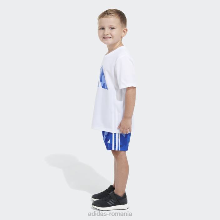 Adidas tricou poli alb camo aop scurt copii alb 2JBN25168