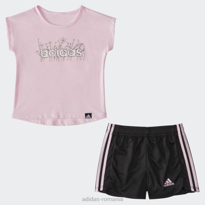 Adidas tricou roz ig gphic mesh short set adidas copii roz 2JBN25473