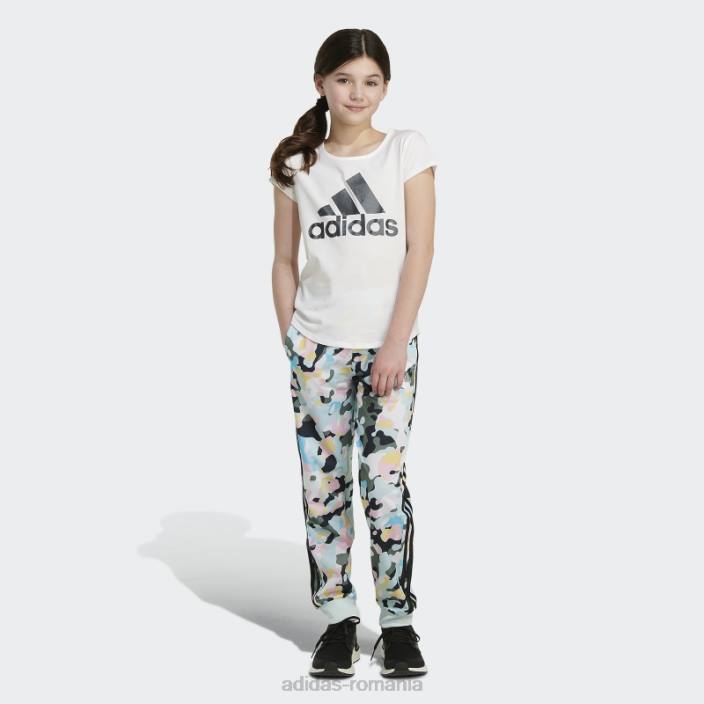 Adidas Pantaloni de jogging albi din tricot cu 3 dungi cu imprimeu peste tot copii alb 2JBN25547