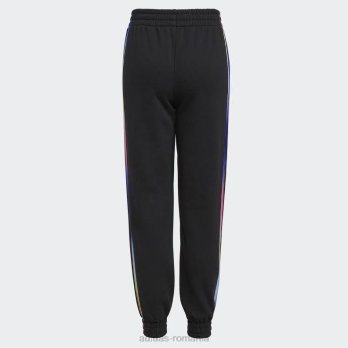 Adidas pantaloni de jogging negri din fleece cu dungi cu imprimeu (mărime extinsă) copii negru 2JBN25553