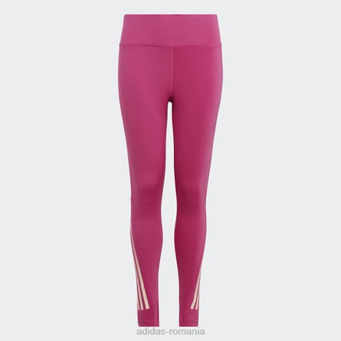 Adidas Aeroready 3 dungi cu talie înaltă 7/8 optime buzunare jambiere fucsia copii fucsia/alb 2JBN19184