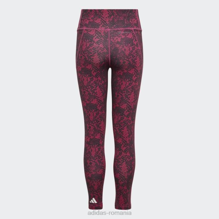 Adidas Colanți aeroready cu imprimeu animal optime 7/8 cu talie înaltă, fucsia copii fucsia/carbon/alb 2JBN12097