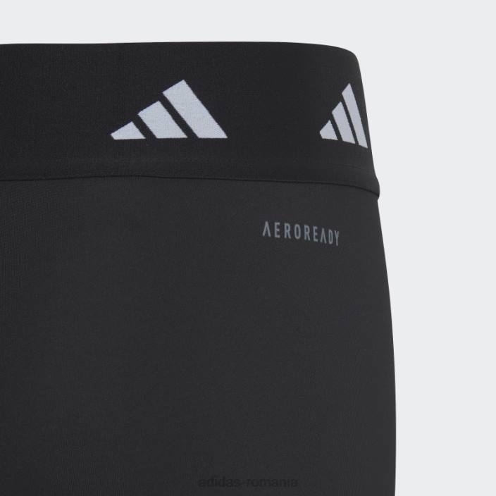 Adidas Colanți scurți negri aeroready techfit rezistenti la perioadele înalte copii alb negru 2JBN19150
