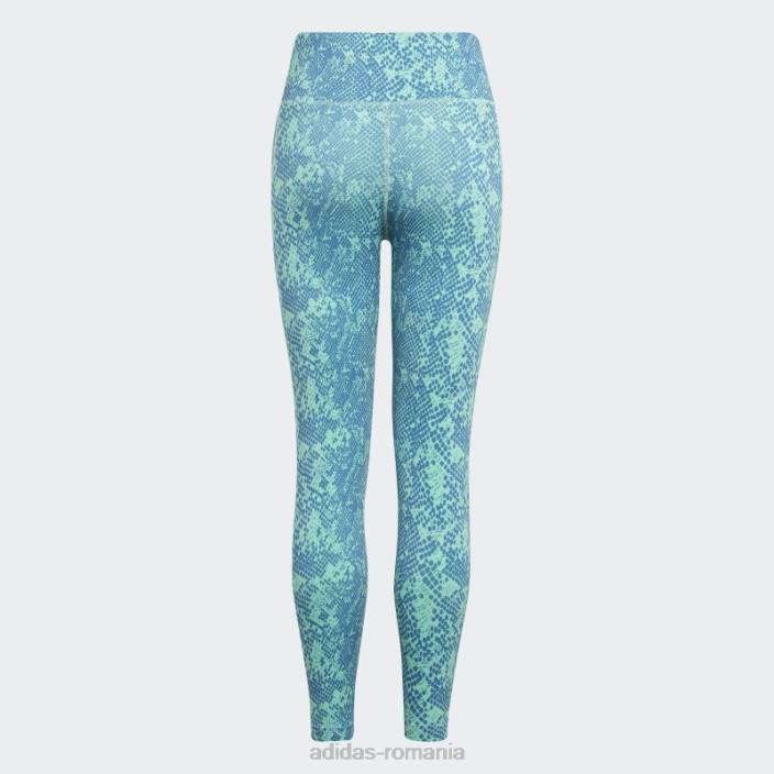 Adidas Colanți verzi cu imprimeu animal optime 7/8 cu talie mare copii verde/albastru/alb 2JBN12083