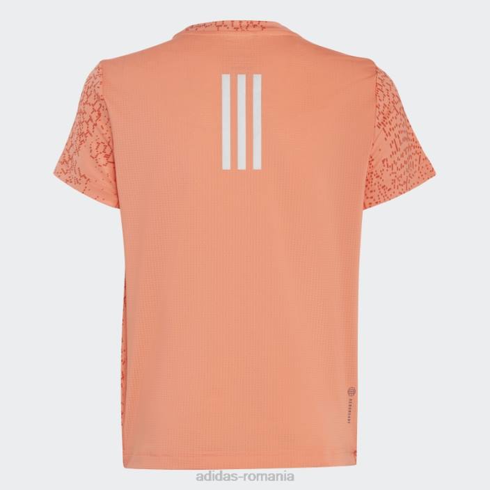 Adidas Coral aeroready tricou cu imprimeu peste tot cu 3 dungi adidas copii coral/rosu/argintiu 2JBN19119