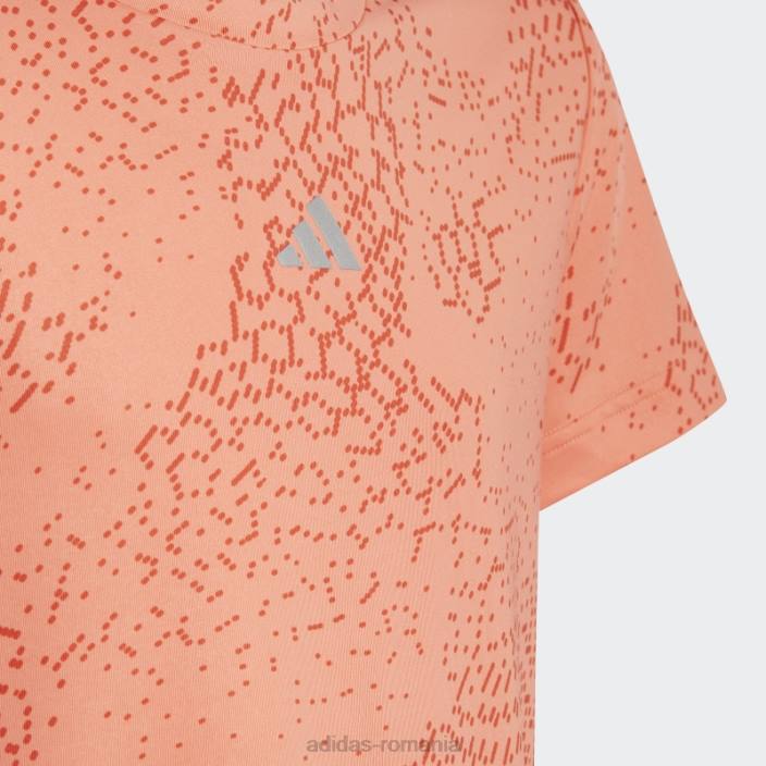 Adidas Coral aeroready tricou cu imprimeu peste tot cu 3 dungi adidas copii coral/rosu/argintiu 2JBN19119