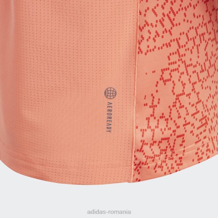 Adidas Coral aeroready tricou cu imprimeu peste tot cu 3 dungi adidas copii coral/rosu/argintiu 2JBN19119