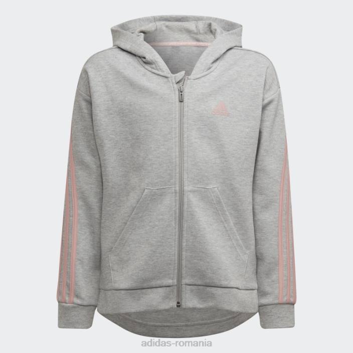 Adidas Hanorac cu fermoar complet cu 3 dungi gri mediu adidas copii gri mediu/mov 2JBN19242