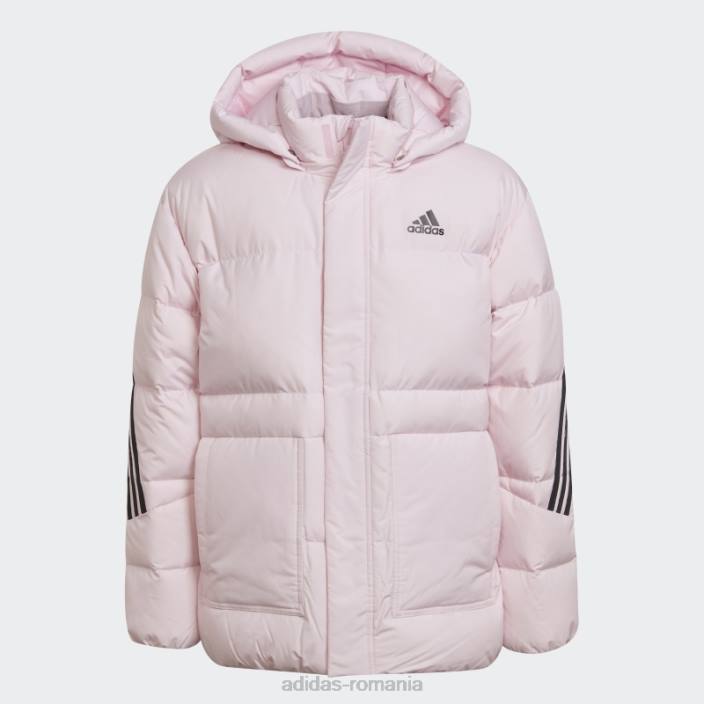 Adidas Jachetă cu puf cu 3 dungi roz copii roz 2JBN19082