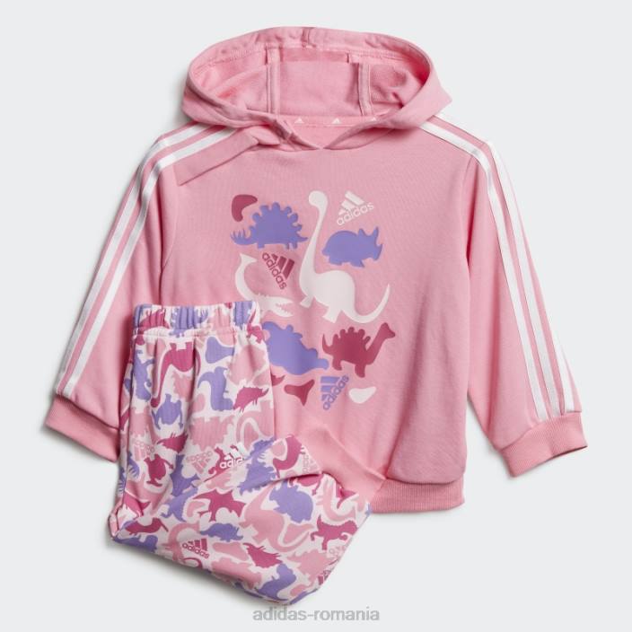 Adidas Set de pantaloni de jogging din terry francez cu imprimeu dino camo roz copii roz/alb 2JBN18355