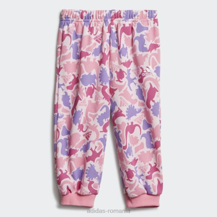 Adidas Set de pantaloni de jogging din terry francez cu imprimeu dino camo roz copii roz/alb 2JBN18355