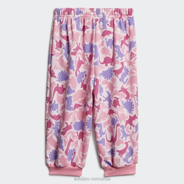 Adidas Set de pantaloni de jogging din terry francez cu imprimeu dino camo roz copii roz/alb 2JBN18355