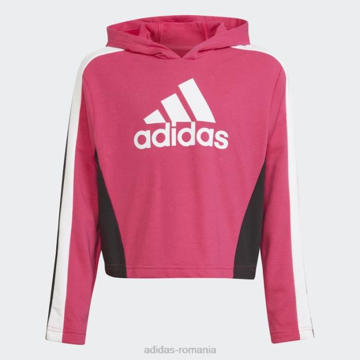 Adidas Trening crop top colorblock adidas magenta real copii magenta real/alb/negru 2JBN19218