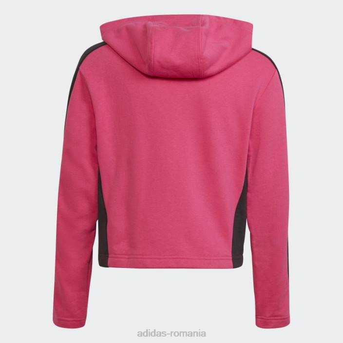 Adidas Trening crop top colorblock adidas magenta real copii magenta real/alb/negru 2JBN19218
