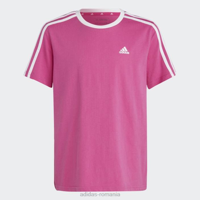 Adidas Tricou boyfriend din bumbac cu 3 dungi fuchsia essentials copii fucsia/alb 2JBN3461
