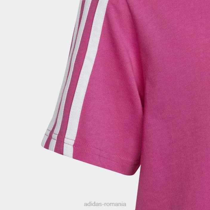 Adidas Tricou boyfriend din bumbac cu 3 dungi fuchsia essentials copii fucsia/alb 2JBN3461