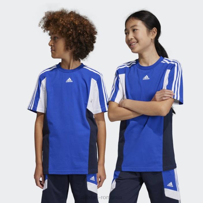 Adidas Tricou cu 3 dungi colorblock albastru cu ajustare normală copii albastru/cerneală/alb 2JBN11873