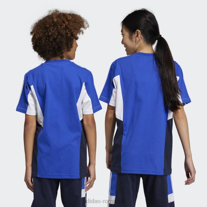Adidas Tricou cu 3 dungi colorblock albastru cu ajustare normală copii albastru/cerneală/alb 2JBN11873