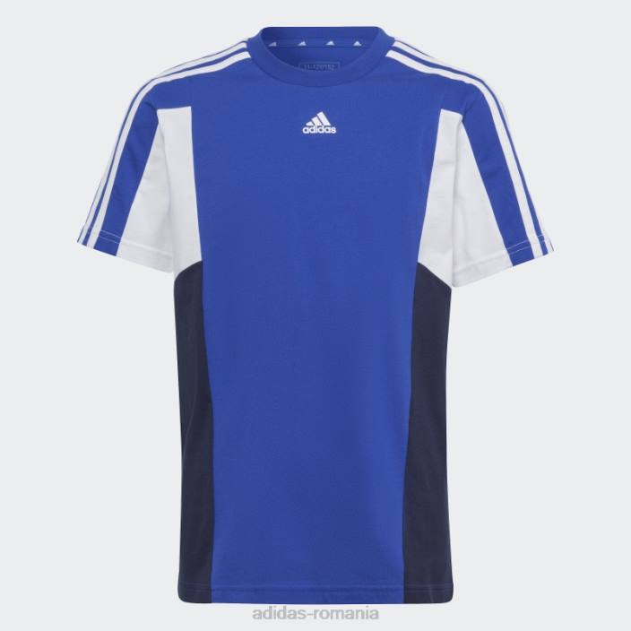 Adidas Tricou cu 3 dungi colorblock albastru cu ajustare normală copii albastru/cerneală/alb 2JBN11873