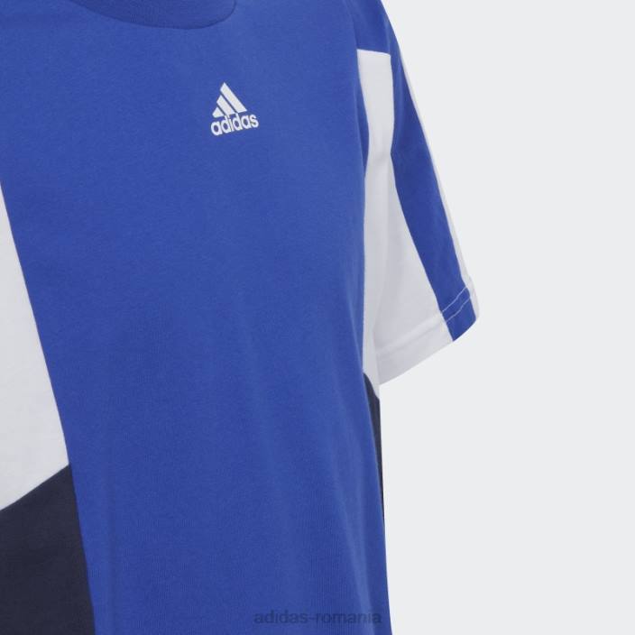 Adidas Tricou cu 3 dungi colorblock albastru cu ajustare normală copii albastru/cerneală/alb 2JBN11873