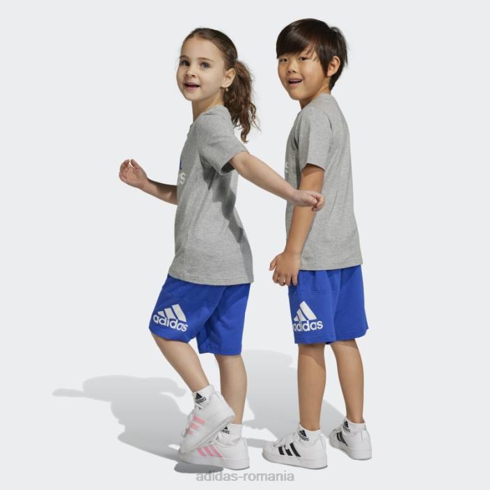 Adidas Tricou cu logo essentials gri mediu și set scurt adidas copii gri/albastru mediu 2JBN3387