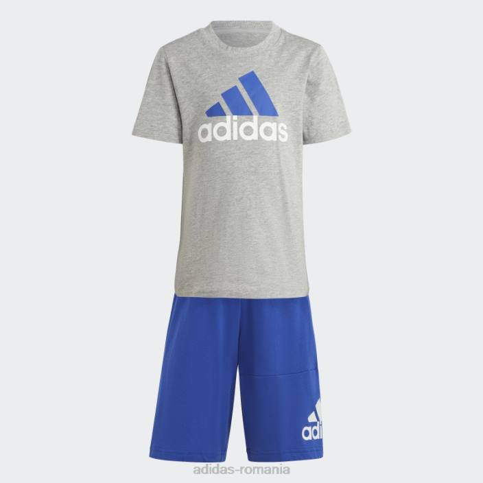 Adidas Tricou cu logo essentials gri mediu și set scurt adidas copii gri/albastru mediu 2JBN3387