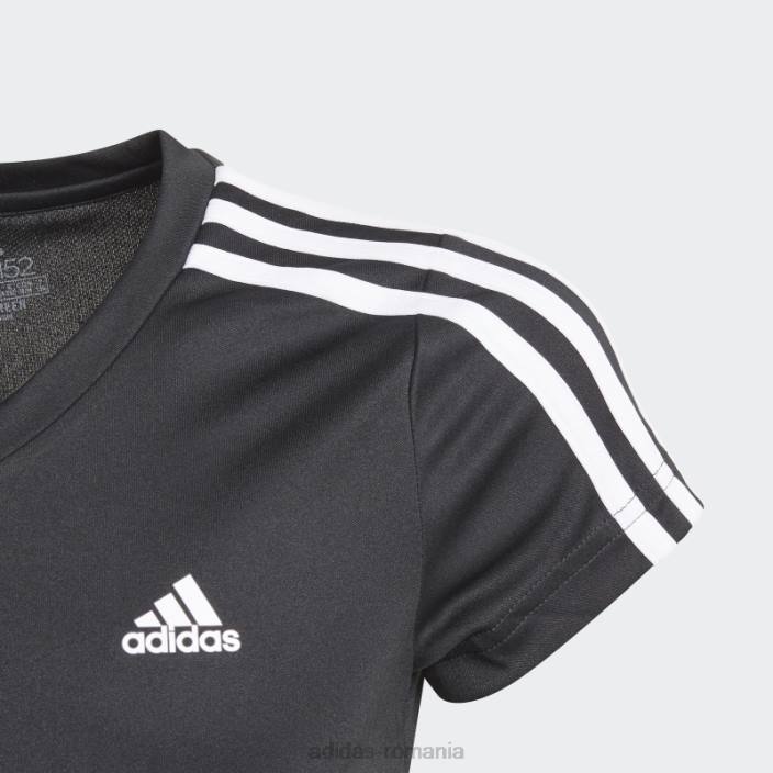 Adidas Tricou negru cu 3 dungi copii alb negru 2JBN3463