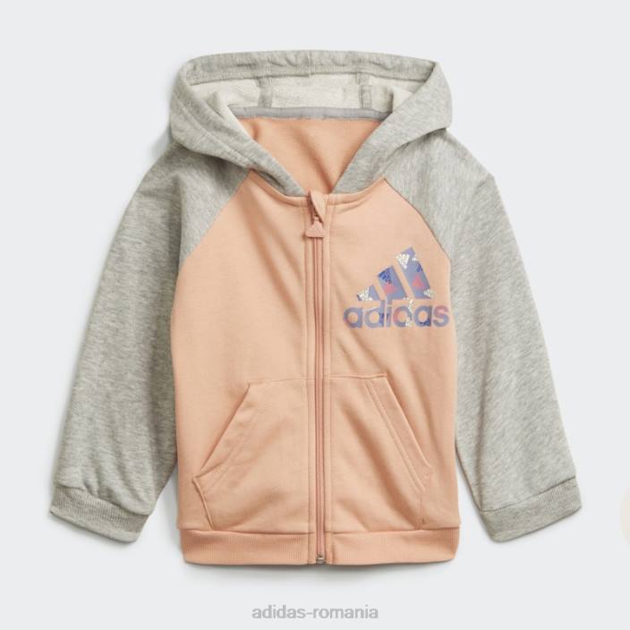 Adidas ambiental blush emblema sport cu fermoar complet hanorac set de jogging adidas copii fard ambiental/gri mediu 2JBN19083