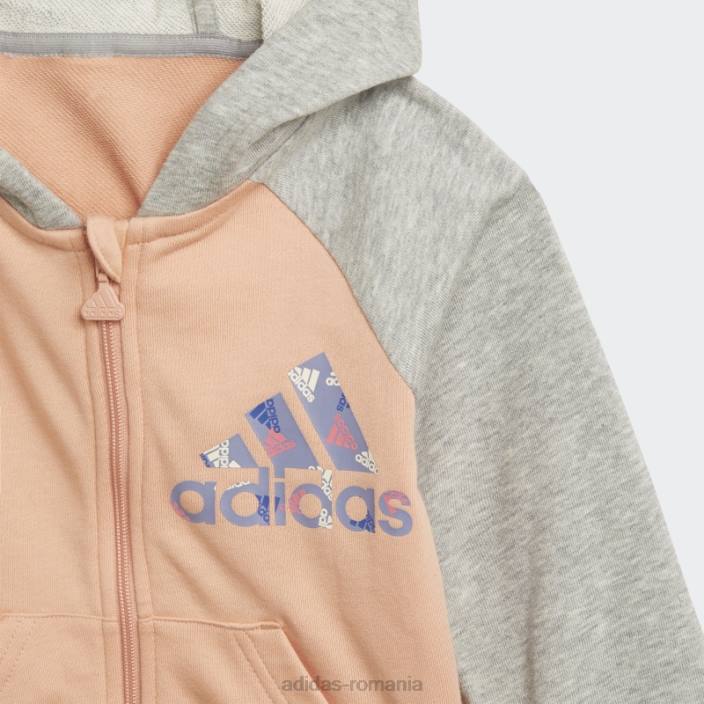 Adidas ambiental blush emblema sport cu fermoar complet hanorac set de jogging adidas copii fard ambiental/gri mediu 2JBN19083