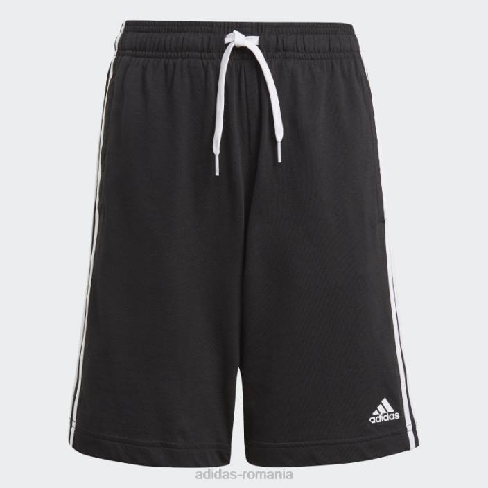 Adidas black essentials pantaloni scurți cu 3 dungi fierbinți copii alb negru 2JBN18827
